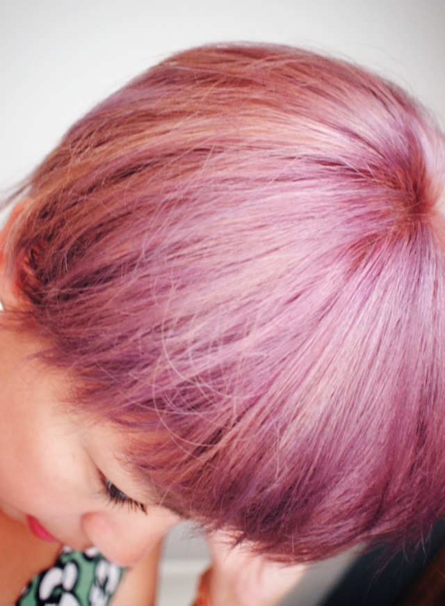 purple hair closeup